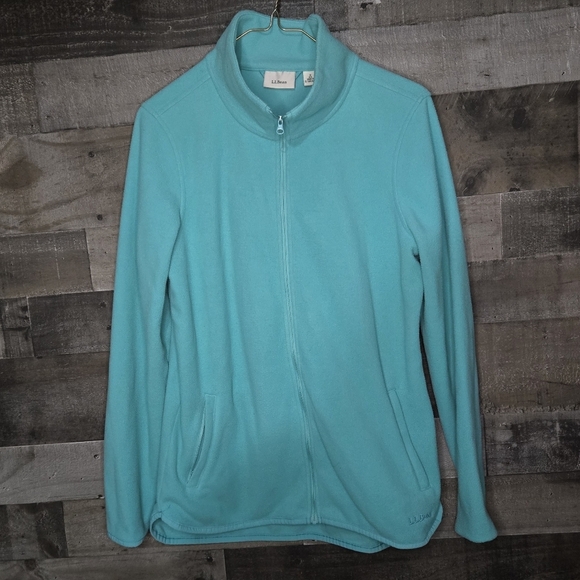 L.L.Bean Turquoise Feather Fleece Full Zip Jacket - Picture 1 of 6